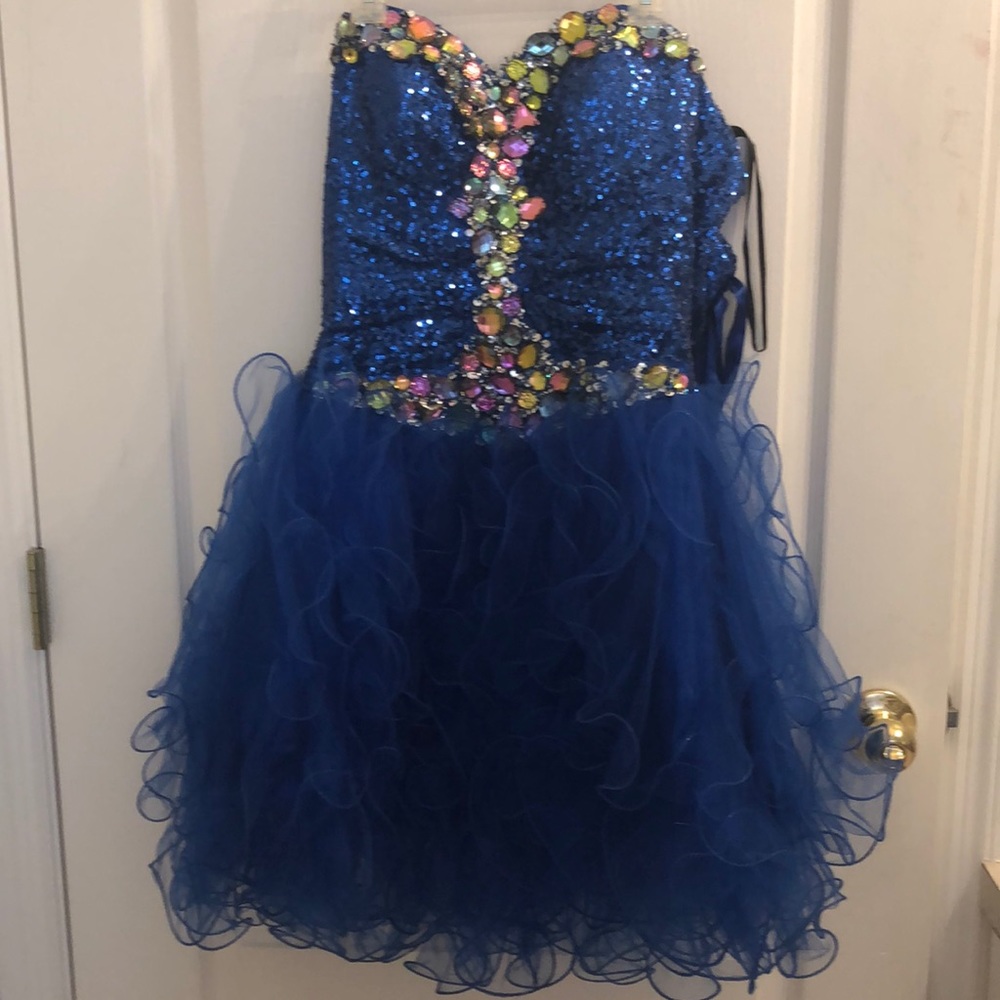 Fiesta Blue Strapless Lace-Up Dress
